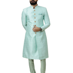 Regal Seafoam Banarasi Brocade Sherwani for Men | Father Son Combo | Perfect Groom Wear